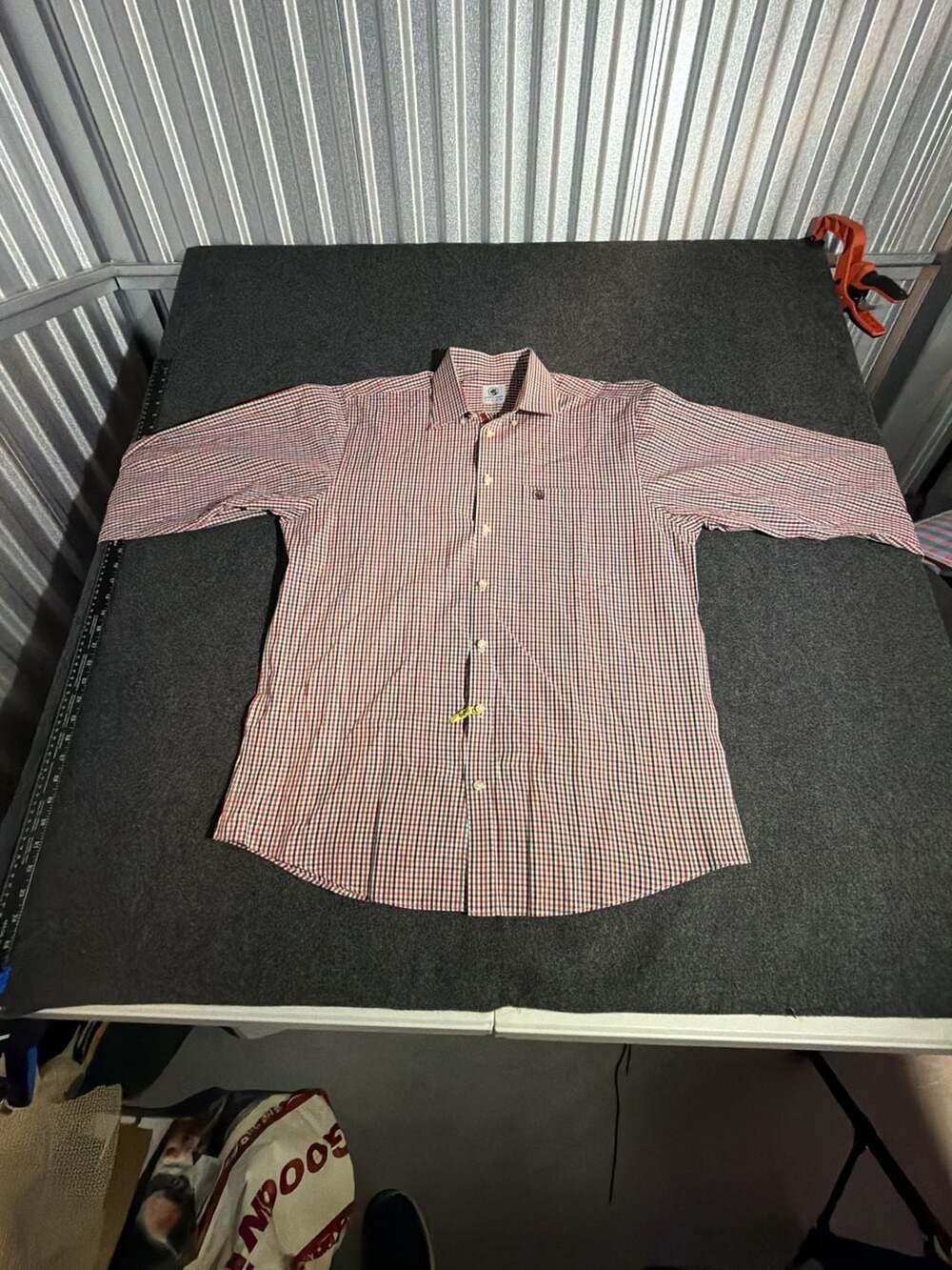 Southern Proper Mens Long‎ Sleeve Button Down Shirt Red White and Blue Plaid